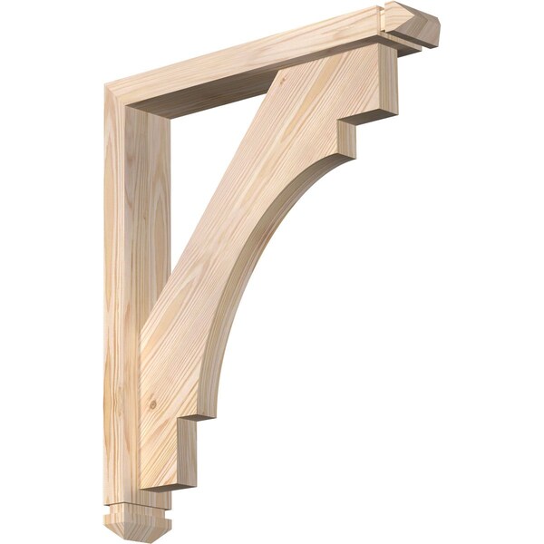 Ekena Millwork Merced Arts and Crafts Smooth Bracket w/ Offset Brace, Douglas Fir, 3 1/2"W x 20"D x 24"H BKT0402X20X24MRC03SDF - main